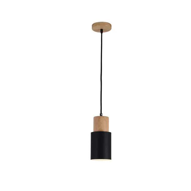 Suspension Bois et Métal Coloré Nordique E27 5 Couleurs Cuisine Bar