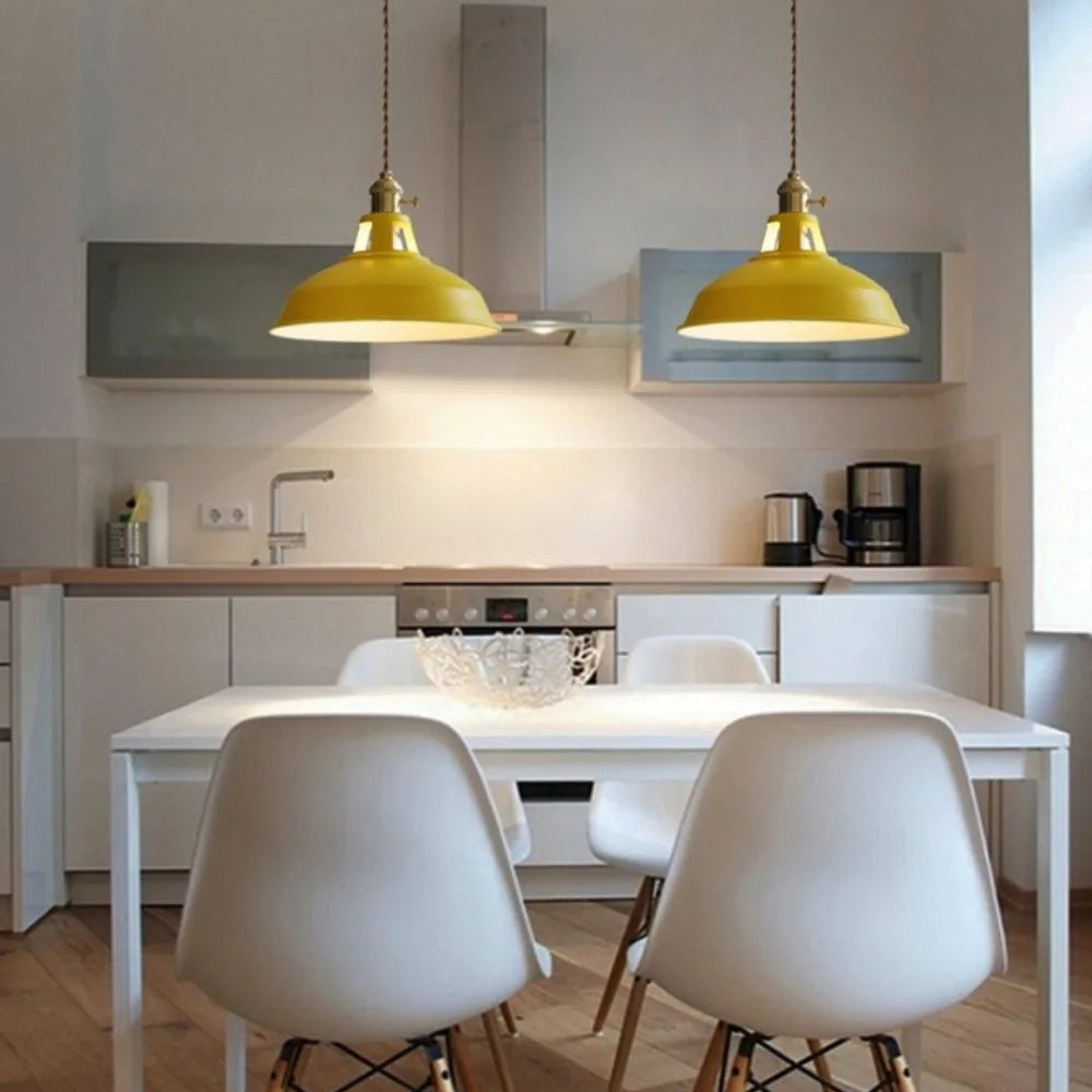 Suspension Métal Colorée Style Loft E27 7 Couleurs Cuisine Bar Chambre