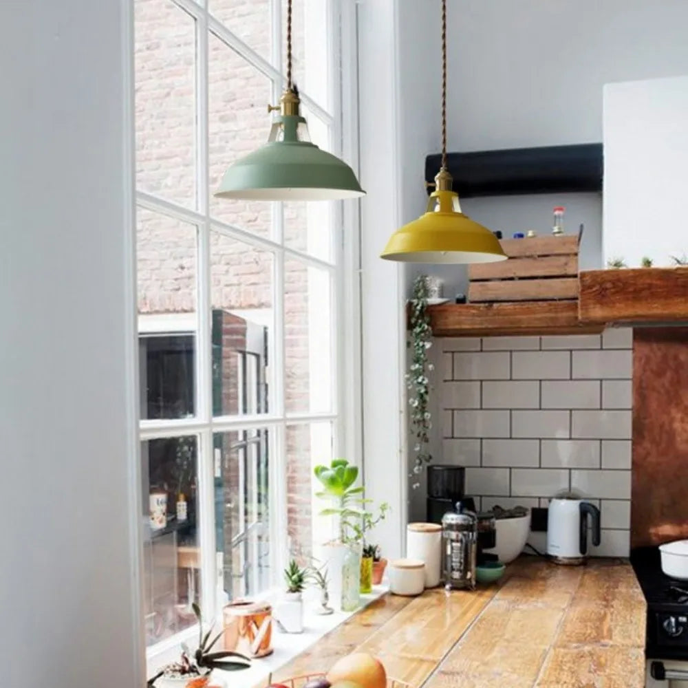 Suspension Métal Colorée Style Loft E27 7 Couleurs Cuisine Bar Chambre